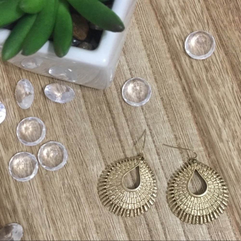 Textured Goldtone Teardrop Large Earrings